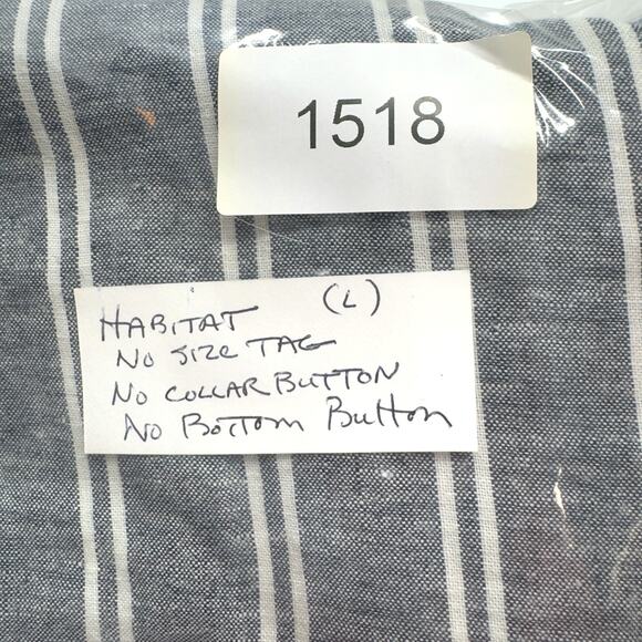 Linen Button Top Gray Stripe 3/4 Sleeve HABITAT L Coastal Grandmother Lagenlook - Picture 10 of 10